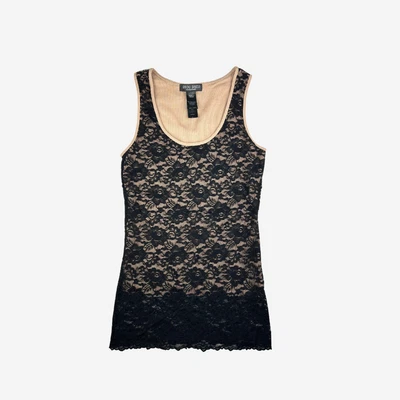 Y2k Lace Tank Top Small Bisou Bisou Goth Grunge Fairy Racer Back • £17.03