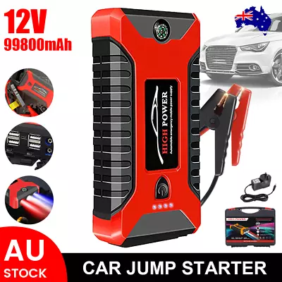 Portable Car Jump Starter 99800mAh+ 12V Pack Booster Charger Battery Power Bank • $51.57