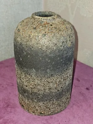 Unusual Ceramic Jar / Vase With Bands Of Rough Volcanic Lava Glaze • £4.99