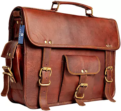 Men's Shoulder Retro Handmade Travel New Satchel Brown Office Leather Bag • $85