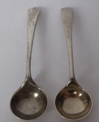 Pair Hallmarked Silver SALT SPOONS Sheffield 1900 12.3g 67mm Victorian Antique G • £24