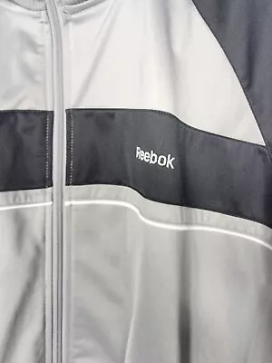 Rebook Track Jacket 3X Men Grey Black Zipper Up • $32