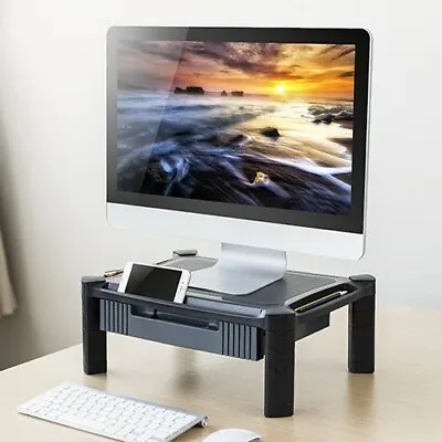*LOOK* Adjustable Laptop MAC Printer Monitor Stand Riser Desk Tidy With Drawer • £13.99