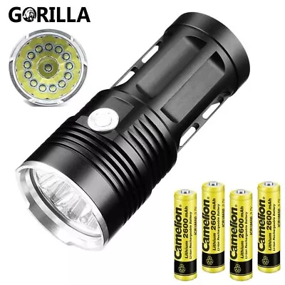 Bright Hi Power 14 T6 LED Long Range Torch Search Light Lamp Camp 18650 Battery • $55.90