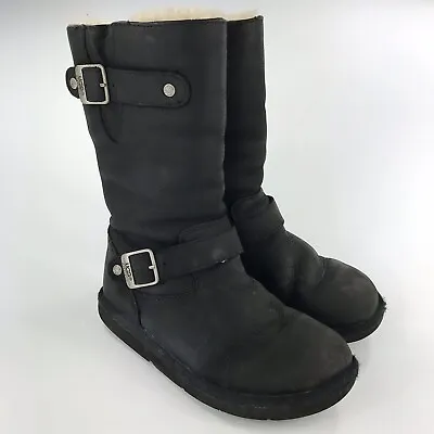 $40 • Buy UGG Kensington Black Leather Boots Double Buckle Women’s Size 6 (A15)