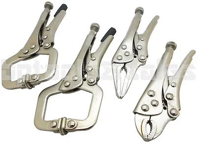 4pc Vise Grip Mini Locking Pliers Set Straight Needle C-Clamp High Carbon Steel • $19.99