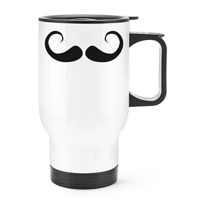 Imperial Moustache Travel Mug Cup With Handle - Funny Mens Hipster Beard Thermal • $41.31