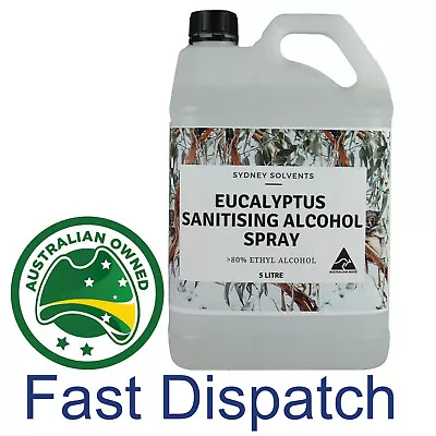 Eucalyptus Sanitising Alcohol Spray 80% 5 Litre • $35