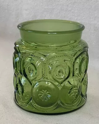 Vintage L E Smith Green Moon & Stars Glass Canister Apothecary Jar No Lid 5” • $20