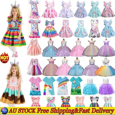 $16.90 • Buy Kids Girls Unicorn Princess Tutu Tulle Dress Child Birthday Party Swing Dresses