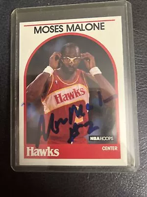 AUTOGRAPHED 1989-90 Hoops Moses Malone Basketball Card #290 RARE Auto • $49.99