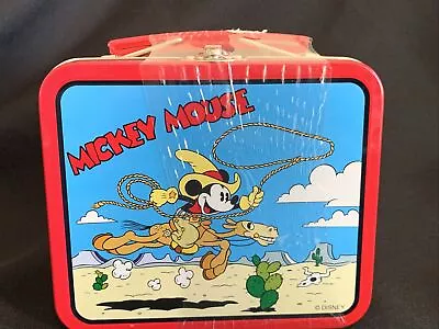 VTG 1997 Mickey & Co MICKEY MOUSE Metal Mini Lunch Box COWBOY Sealed Cookie Box • $19.99