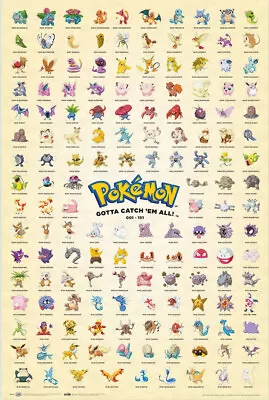 Pokemon - TV / Gaming Poster (Gotta Catch 'Em All - Pokemons 001 - 151) • $12.99