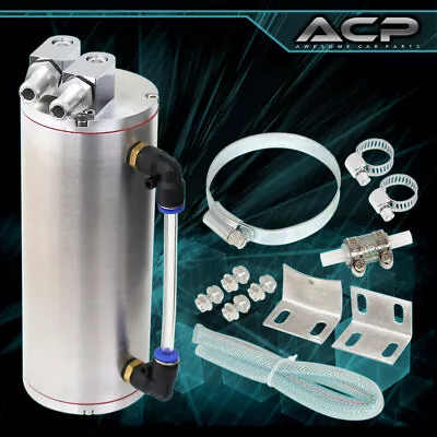 Billet Aluminum Engine Cylinder Oil Catch Can Reservoir Tank + Hose Indicator SL • $17.99