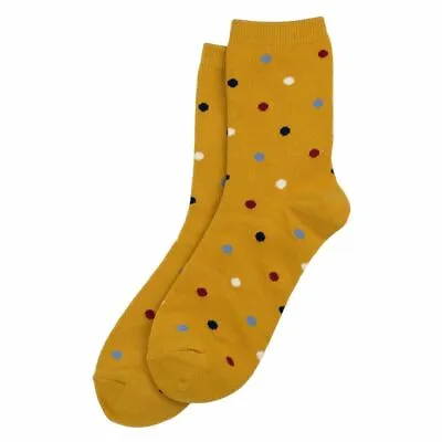 Mustard Yellow Funky Polka Dot Spotty Quality Cotton-rich Socks Uk Size 4/7 • £6.35