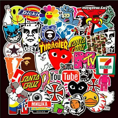 101pcs Rock Brand Trend Sticker Pack Bape Stussy Vinyl Skateboard Laptop • £3.99