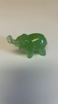 Vintage Green Glass Jade Elephant Figurine  • $14.95