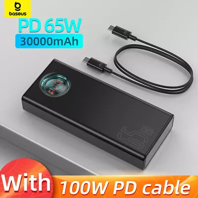 Baseus 65W 30000mAh Power Bank USB Type C PD Fast Charge Laptop External Battery • $77.39