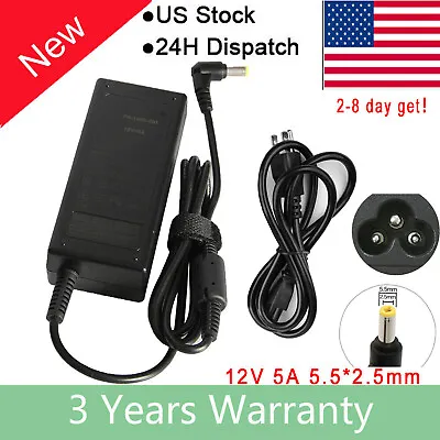 12V 5A AC DC Power Supply 5 Amp 12 Volt Adapter Charger LCD Screen 5.5*2.5mm F • $10.99