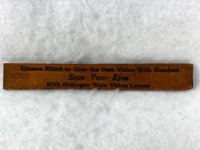 Vintage 6  Wood Wooden Ruler Optometrist Advertising Nebraska Save Your Eyes • $3.39
