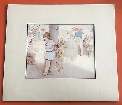 Vintage Retro Mabel Lucie Attwell Print Watercolor Peter Pan Wendy Mount Picture • £11