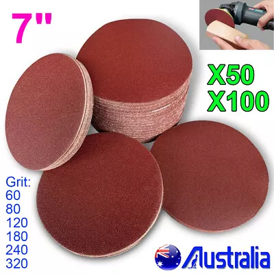 7  180mm Hook & Loop Sanding Discs Grit 60 - 320 Abrasive Grinding Sandpaper AU • $26.69