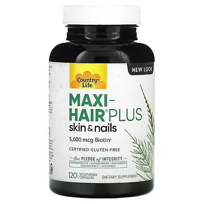 Country Life Maxi Hair Plus 120 Vegetarian Capsules B Corp Gluten-Free GMP • $25.65