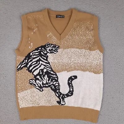 $17.95 • Buy Shein Sweater Vest Womens Large Brown Tiger Cat Knit V-Neck