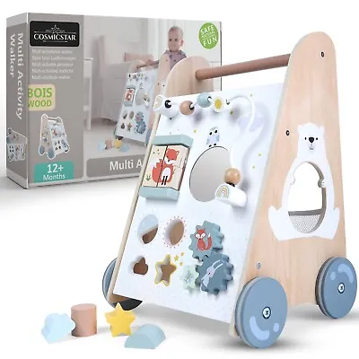 Wooden Baby Walker - 6 In 1 Activity Cube Walkers For Babies - Boys And Girls • $54.99