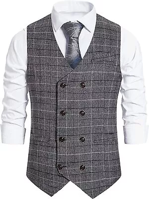 Showu Men's Classic Paisley Vest Suit Set Double Breasted Single Breasted Vest F • $78.47