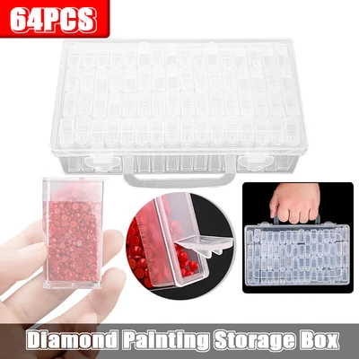 $15.02 • Buy 64 Grids Bottles Diamond Painting Storage Box Tool Art Nail Accessories Case Kit
