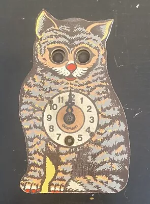Vintage Cat  Clock Moving Eyes Wall Clock Germany J Engstler Missing Pendulum • $24.97