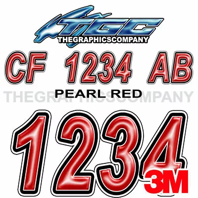 Pearl Red Custom Boat Registration Vinyl Decals Stickers Your Numbers Lettering • $26.99