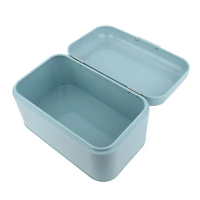 Blue Solid Color Retro Metal Bread Bin Box Large Capacity Kitchen Storage Box • $65.46