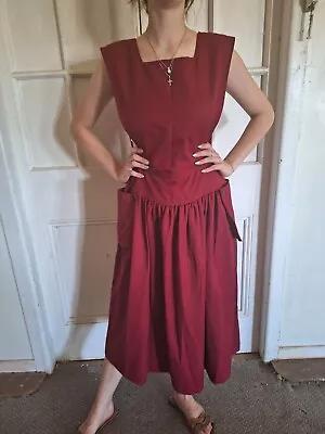 Kelvin Grove Clothing Vintage Retro Maroon Red Schoolgirl Pinafore Dress Skirt • $45