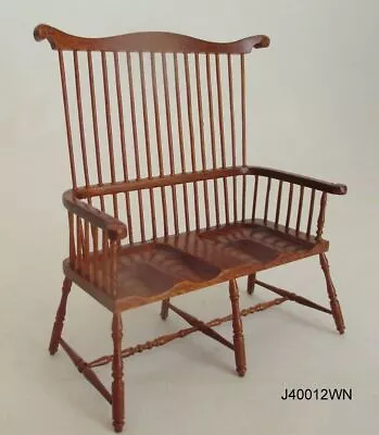 JBM  Dollhouse Miniature Country Style Windsor Settee In Walnut • $85.94