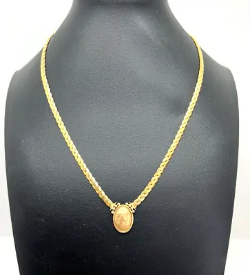 Milor Italy Solid 14K Yellow Gold Cameo 4mm Chain Necklace 18.25 Inch • $729.99