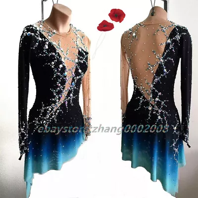 Stylish Ice Skating Dress.Competition Figure Skating Dance Twirling Costume • £169