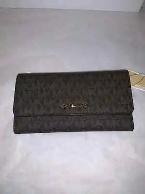 Michael Kors Jet Set Travel Large Trifold Signature Leather/PVC Women's Wallet • $74.94