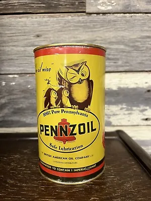 Vintage Pennzoil Motor Oil Imperial Quart Can Owls Can Reroll • $91.07