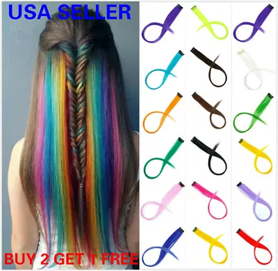 5 X 22  Real Natural As Human Hair Multi Color Clip In Hair Extensions Rainbow • $6.99