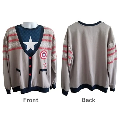 $33.97 • Buy Disney M Pullover Marvel Captain America Holiday Party Ugly Christmas Sweater