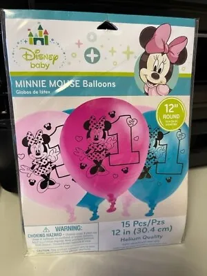 Disney Minnie Mouse 1st Birthday Latex Balloons Party Decorations 12  (15pc) New • $5.85