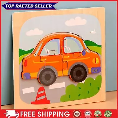 ∞ Wooden Puzzles Baby Travel Toy Vehicle Shape Jigsaw Puzzle (Car) • £5.15