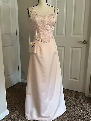 Tiffany Designs Vintage Dress Gown Y2K Formal Prom Light Pink Beads Purse Size 6 • $49.99