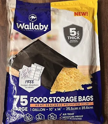 75 WALLABY Black 1-Gallon 5MIL Heat Sealable Large Bags W/ Oxygen Absorbers NEW • $18