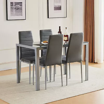 5 Piece Dining Table Set 4 Chair Home Kitchen Breakfast Marble Top Dinette Table • $188.89