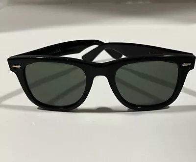 Vintage B&L Bausch & Lomb Ray Ban Original WAYFARER Ebony Green Lense Sunglasses • $119