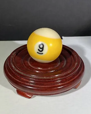 NUMBER 9 YELLOW & WHITE MINI POOL BALL BILLIARD VINTAGE For Crafts Replacement • $5.50