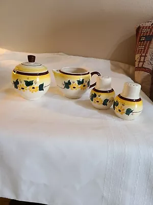 Vintage Vernonware Kilns Lot BROWN EYED SUSAN Creamer & Sugar Salt & Pepper  • $26